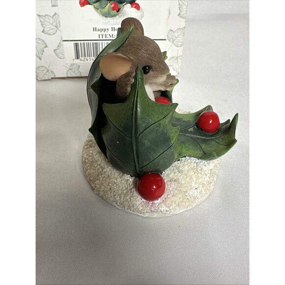 CHARMING TAILS HAPPY HOLLY DAYS MOUSE FIGURINE 87/136 FITZ & FLOYD - Picture 3 of 6